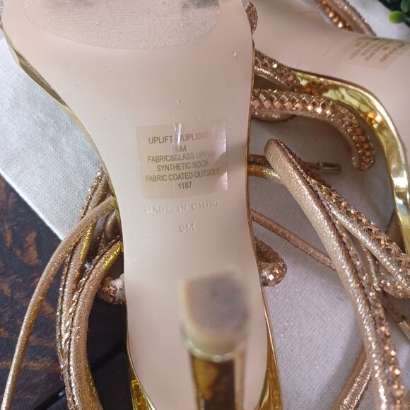 Steve Madden Gold Wrap Around Heels - Picture 2 of 5